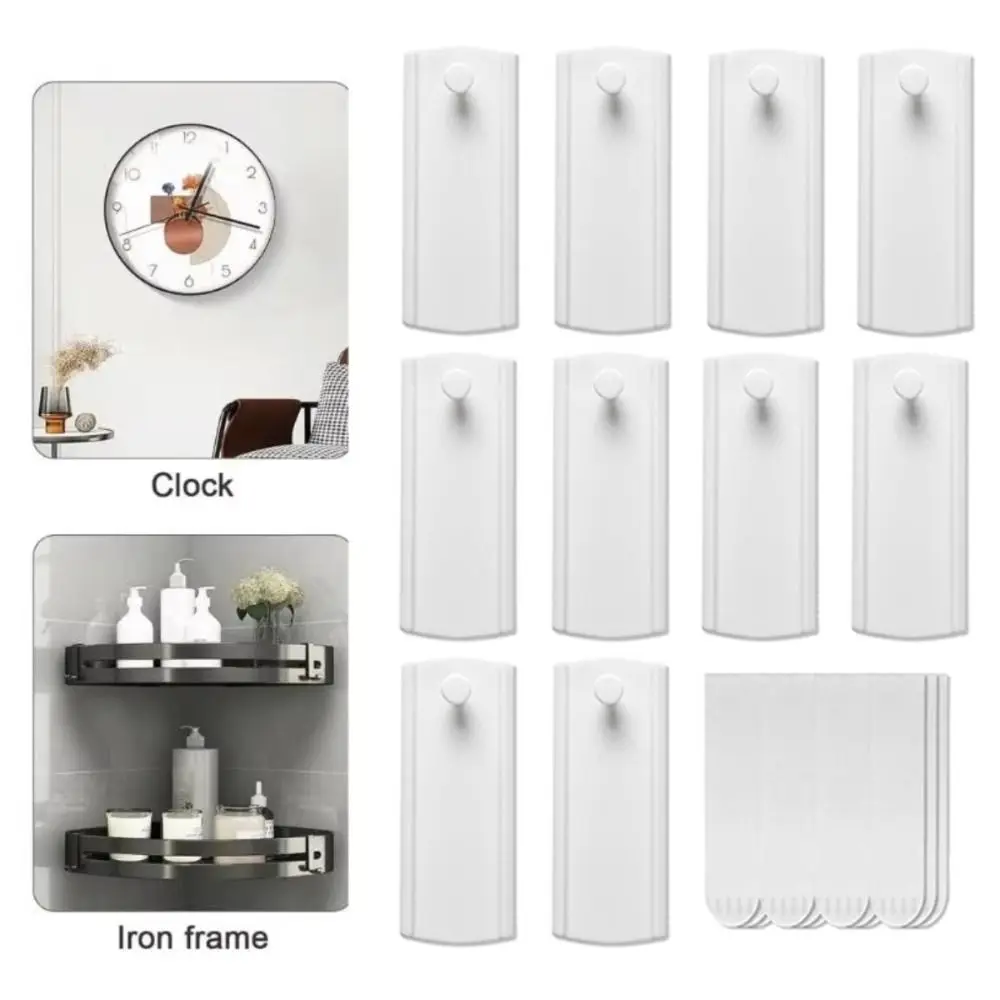 

10Pcs Heavy Duty Picture Hangers Without Nails Easy Install White Universal Frame Hanger Removable Adhesive Strips