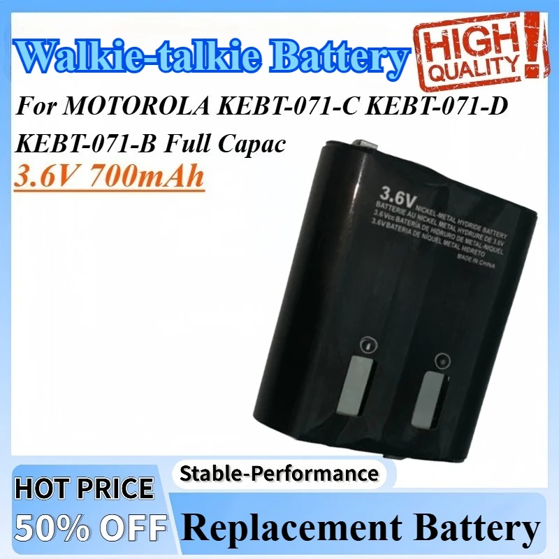 

High Quality 3.6V 700mAh Black Walkie-talkie Battery Li-ion Battery For MOTOROLA KEBT-071-C KEBT-071-D KEBT-071-B Full Capac