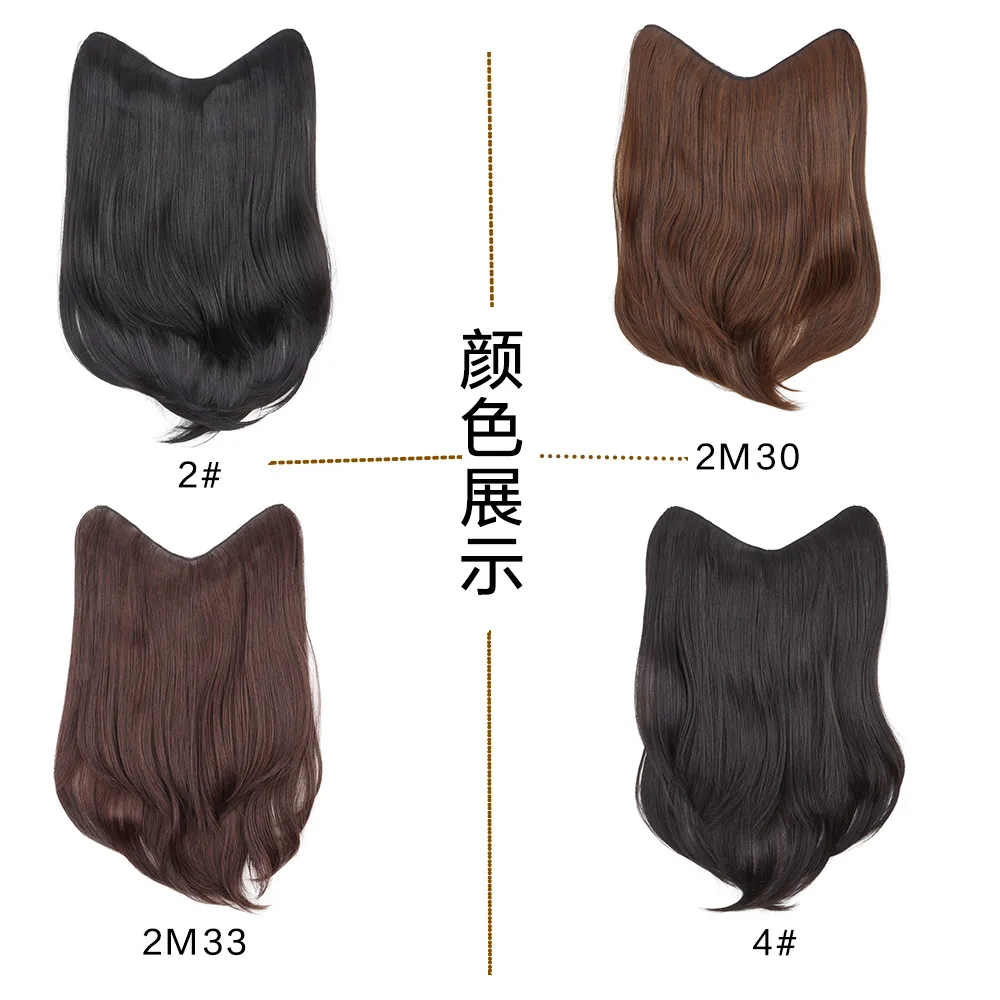 Synthetic Hair Extension for Women One Piece Seamless Clip in Volumizing Invisible Wig Short Bob Curly Natural Look Cosplay