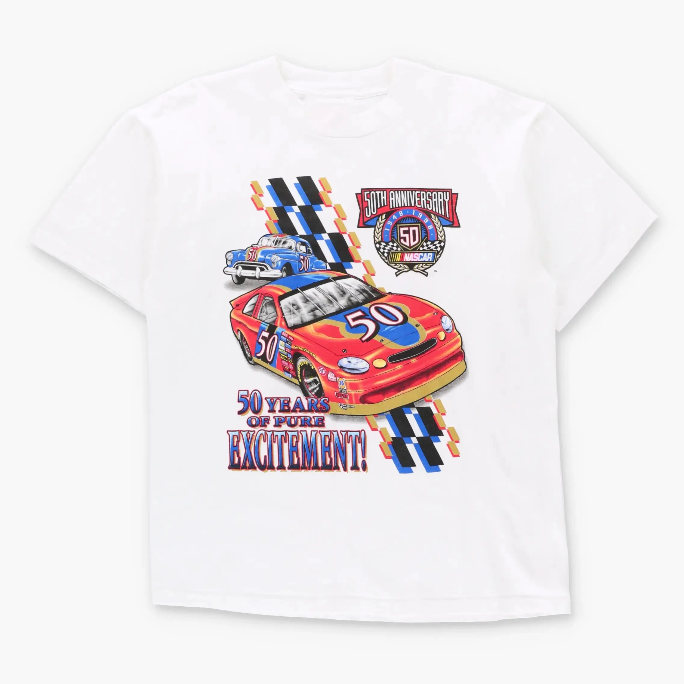 Vintage 1998 NASCAR 50th Anniversary 50 Years of Pure Excitement Graphic T-Shirt Cotton Men Women Streetwear Tee