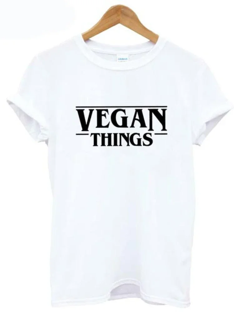 Vegan Things Letter Print T Shirt Women Short Sleeve O Neck Loose Tshirt Summer Women Tee Shirt Tops Camisetas Mujer