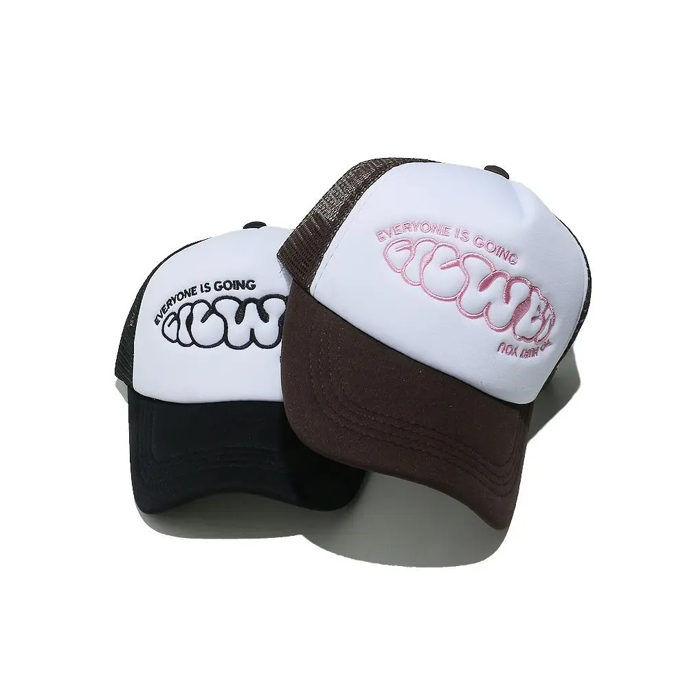 EVERYONE IS GOING Baseball Cap Sunscreen Hat Adjustable Trucker Cap Breathable Letter Embroidery Snapback Cap Spring Summer