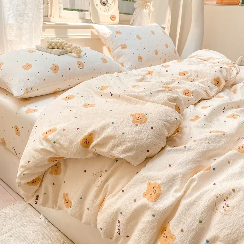 Wrinkled double-layer yarn four-piece set, mattress model, cream wind class A cloud feeling super soft kapok kit