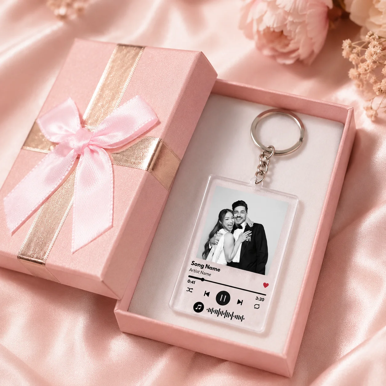 Custom Acrylic Key Pendant, Custom images, Customizable Name and Song Code, Couple Keychain, Valentine's Day Gift