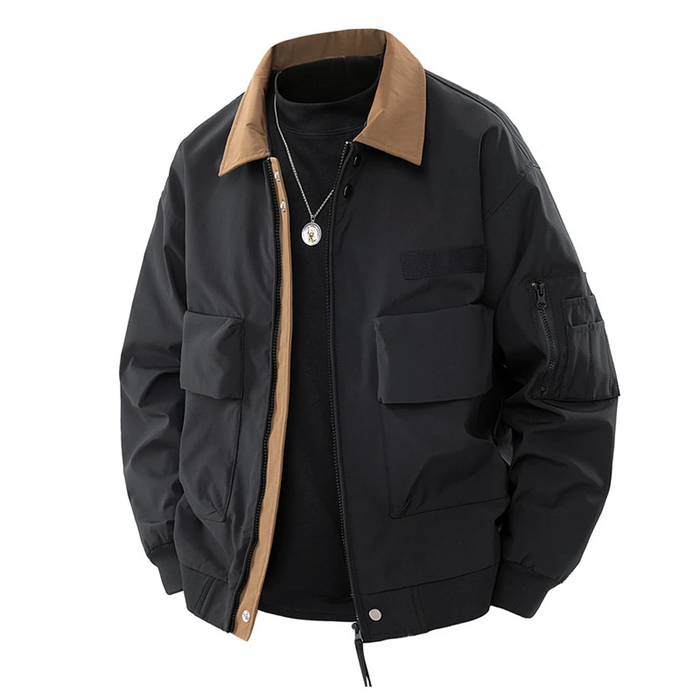 Autumn Men's Cargo Bomber Jackets Fashion Man Retro Streetwear Pilot Zipper Coats Men Multi‑Pocket Windbreaker Work Jackets