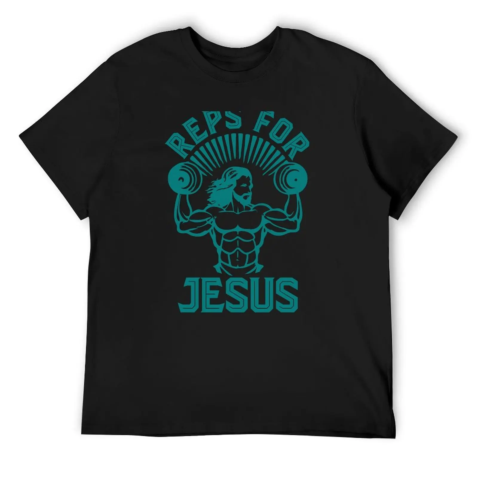 Reps for Jesus: Motivational Christian Art. Teal T-Shirt plain basketball graphic tees mens t shirts casual stylish
