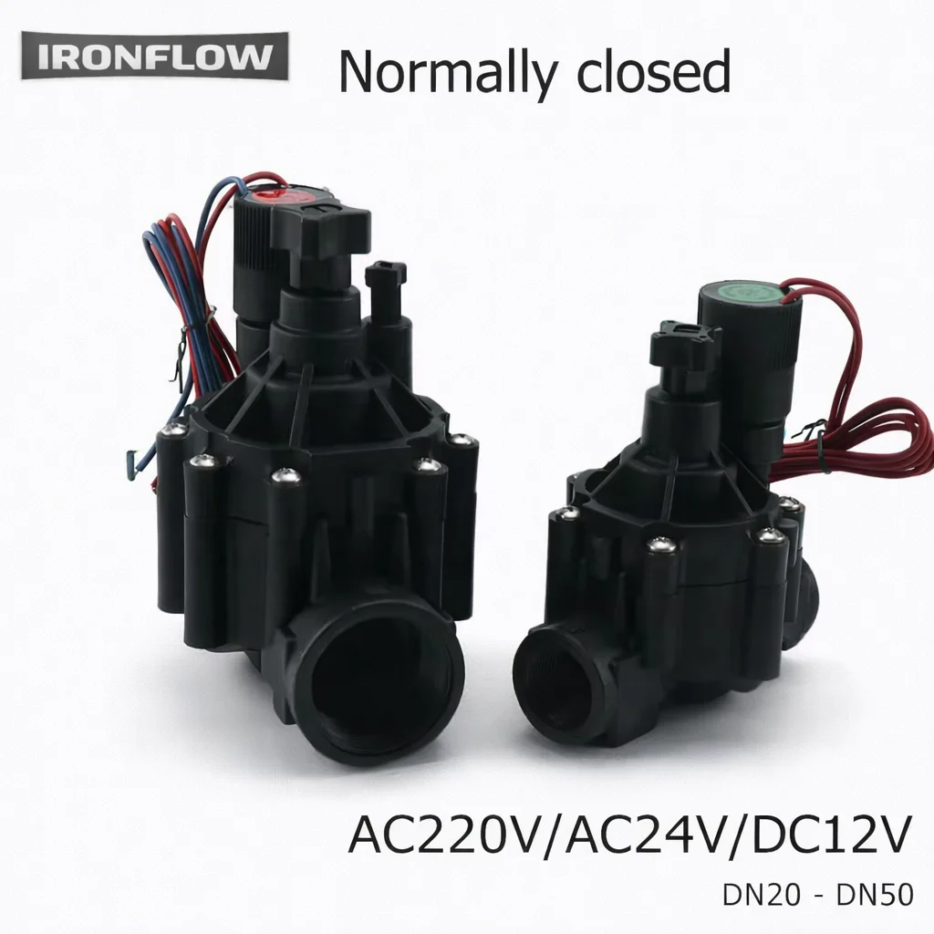 Normally Closed Nylon Water Solenoid Valve 12V 24V 220V AC 1/2'' to 2'' for Farm Garden and Landscape Irrigation