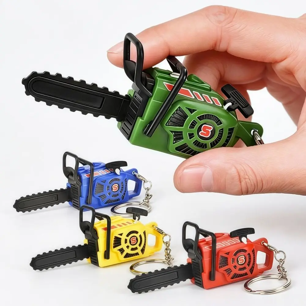 Creativity Plastic Electric Saw Keychain Realistic Handheld Power Saw Bag Pendant Portable Pull Rope Logging Saw Gift Key Decor
