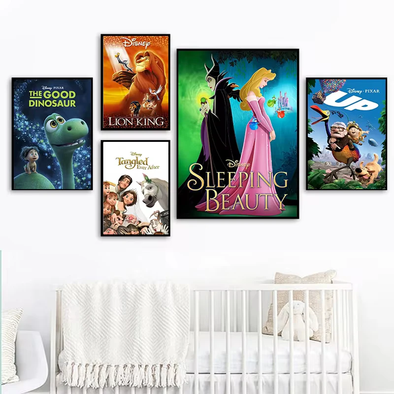 MINISO Disney Movie Poster Princess Up Zootopia Finding Nemo Prints Canvas Painting Home Room Wall Pictures Decor Cuadros