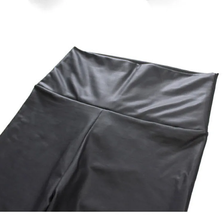 Leggings da donna in ecopelle a vita alta Pantaloni Boting Emed dorati Pantaloni lunghi T-shirt stampata in fibra di acetato 00%