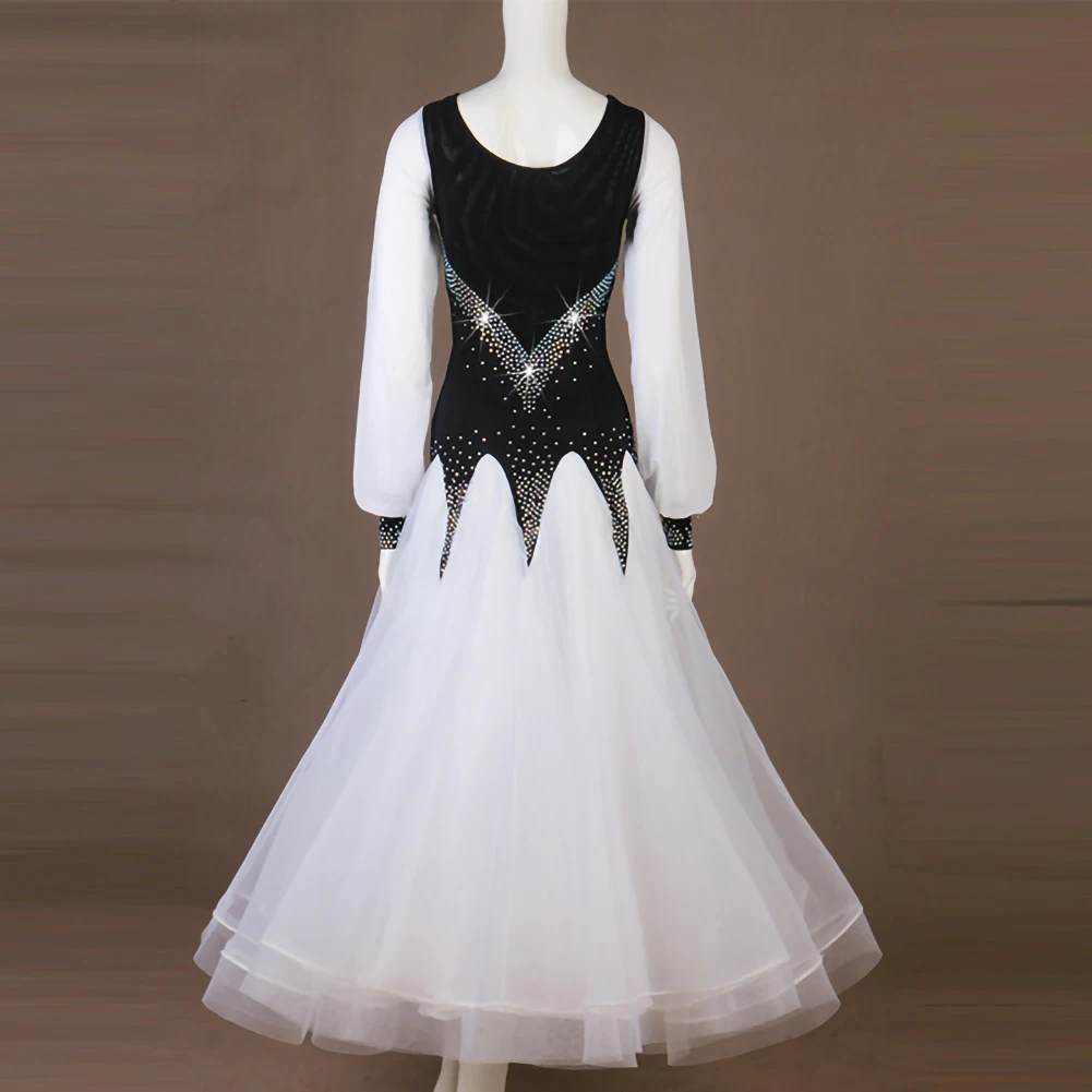 الوردي الأحمر ممارسة الرقص موحدة الأبيض الوطنية القياسية الرقص المنافسة الجديدة جولة الرقبة حجر الراين كم طويل فستان قاعة الرقص