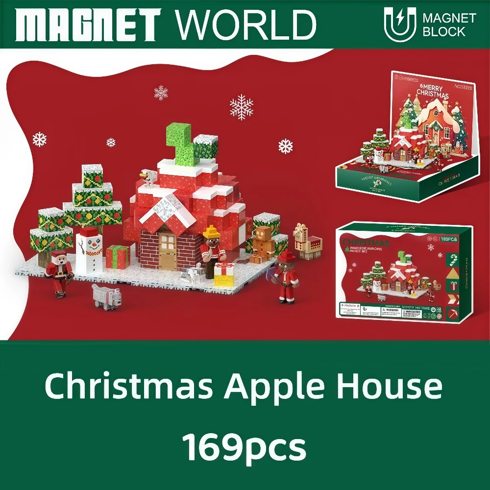 Kreative magnetische Bausteine, My Christmas Scene World mit Magnetset, DIY-Tischdekorationen, Weihnachts- und Geburtstagsgeschenke