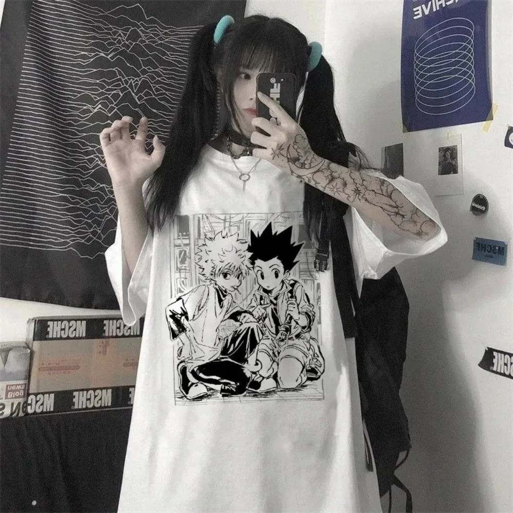 Women T-shirts Y2k Kawaii Tops Hunter X Hunter Tshirt Killua Zoldyck Anime T-shirt Short Sleeve Manga Tee Shirt Female Clothes