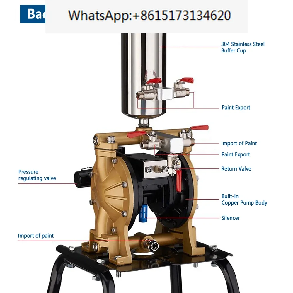 A-15 Pneumatic Diaphragm Pump High Power Stainless Steel Corrosion Resistant Paint Spray Pump Automatic Spray Gun Matching Tools