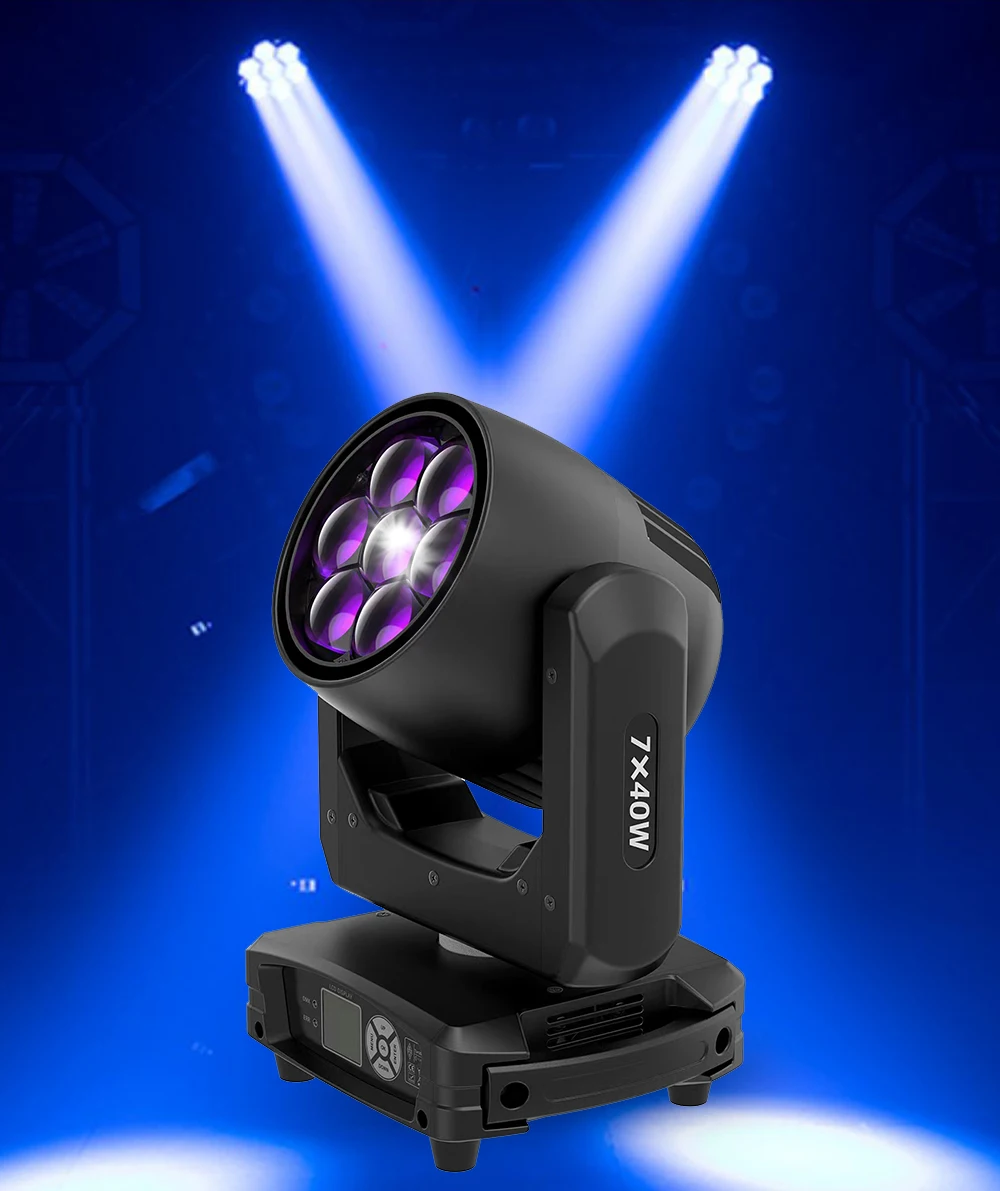 Mini B Aqua Led Moving Light 7X40W RGBW Mini Led Bee Eye Beam Wash Zoom Stage Light High Bright Point Control Long Life Time DJ