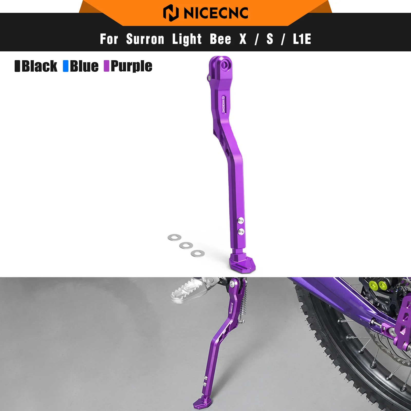 

NICECNC For Surron Light Bee X S L1E Electric Dirt Bike 2024 2025 8-32MM Adjustable Kickstand Side Stand For Segway X160 X260