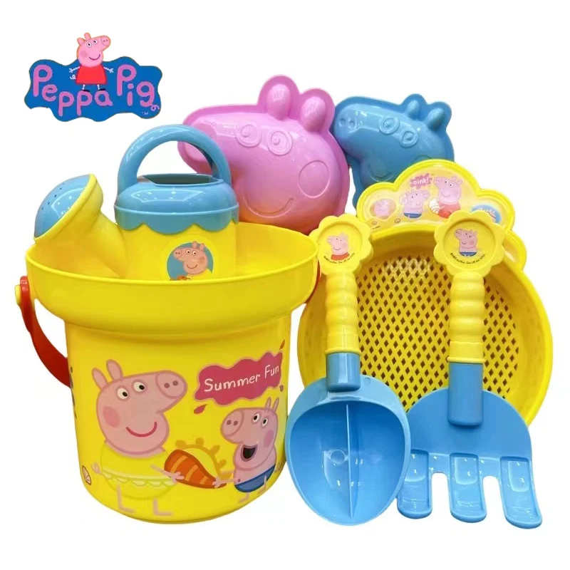 Action Peppa Pig Model George Children\'s Beach Sand Tools Bath Toys Baby Beach Bathroom Sand Digging Set Toys For Birthday Gifts