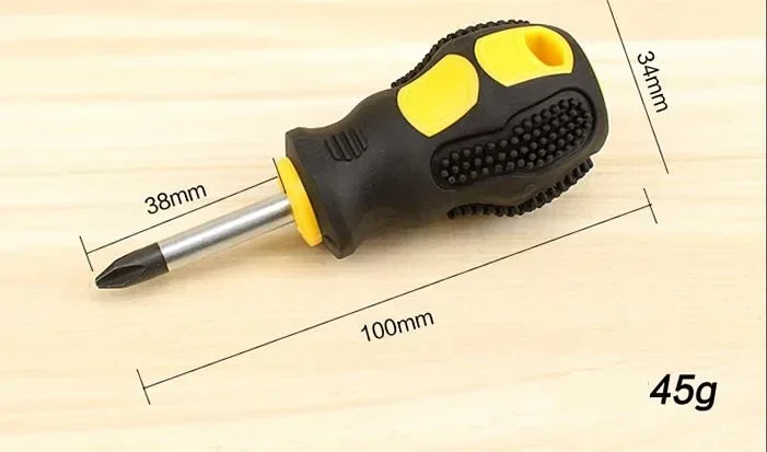 Short-Handle Screwdriver With Plastic Handle Cross-Head Screwdriver Dual-use Small Screwdriver