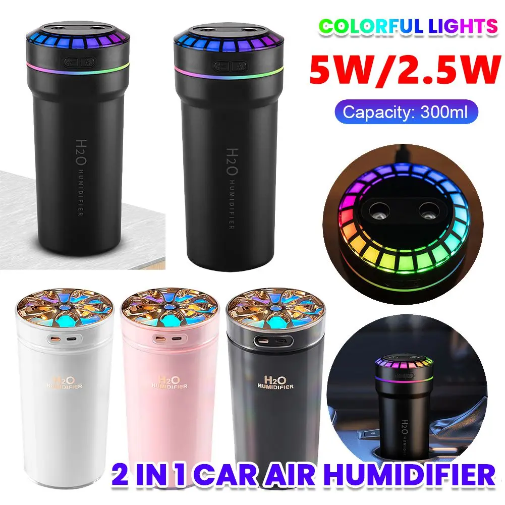 

300 мл двойной спрей музыкальный ритм-спрей увлажнитель с подсветкой настроения автомобильный мини-увлажнитель умный звукосниматель для путешествий автомобиля