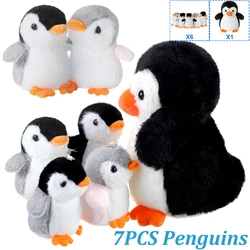 7PCS Penguin Plush Penguin Stuffed Animal with 1 Mom and 6 Small Baby Stuffed Penguins Toy for Valentine Holiday Decorations