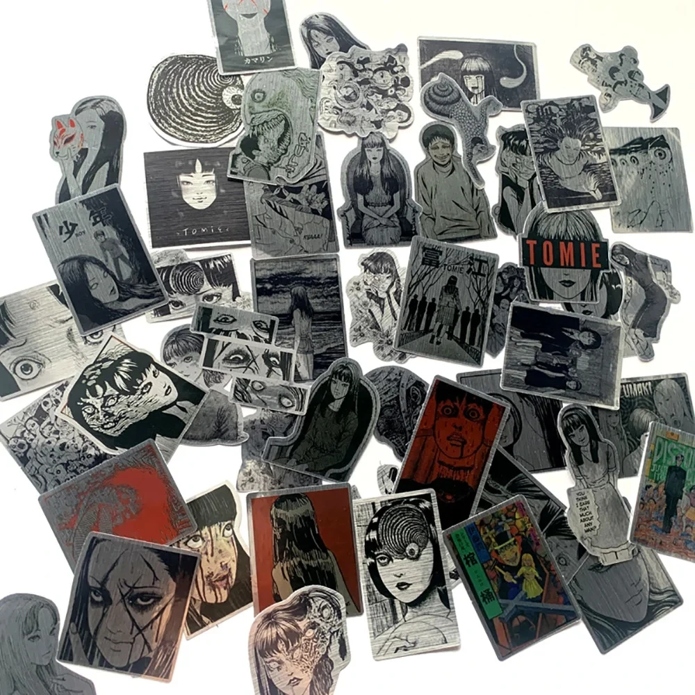 

10/30/50PCS Anime Tomie Horror Laser Metal Stickers Junji Ito Decoration Suitcase Scrapbooking Laptop Phone Stationery Cool Kid