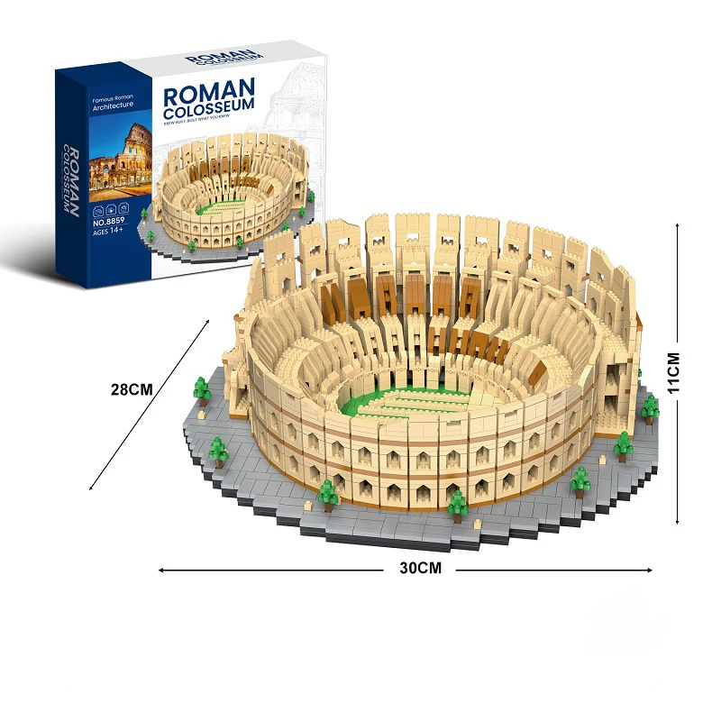 Roman Colosseum Building Block Toy Architecture Printed Assemble Bricks Toys Creative Building Blocks for Kids Birthday Gifts