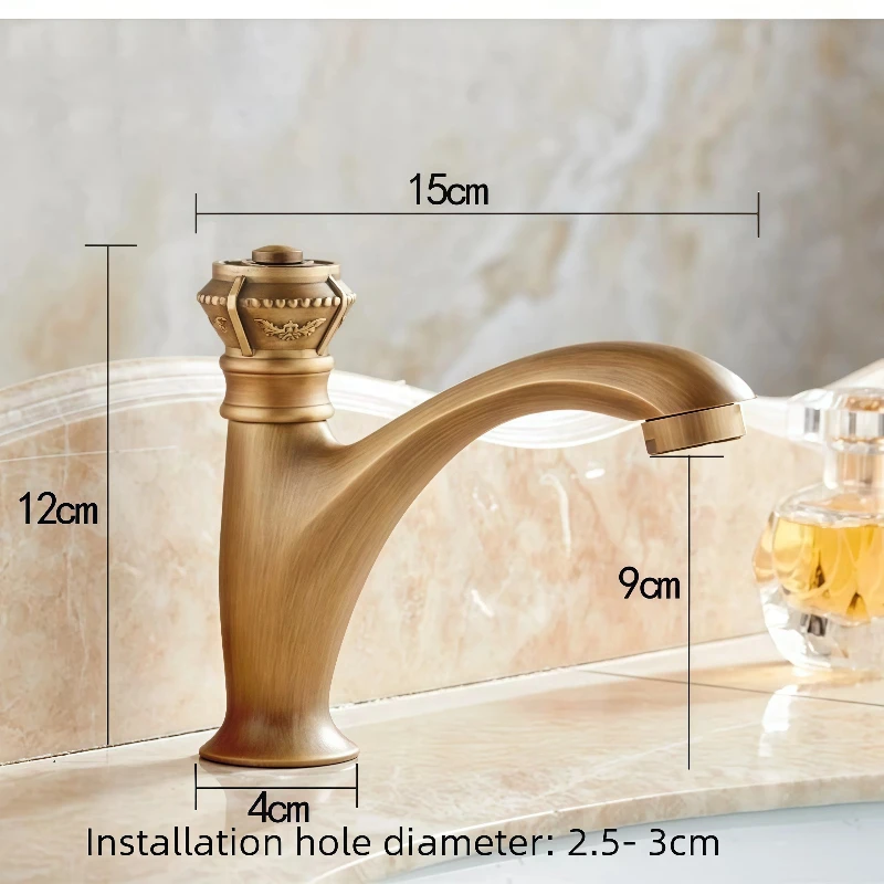 Bronze single cold outdoor anti-freezing and cracking faucet with marble stone basin for outdoor use and garden washbasin