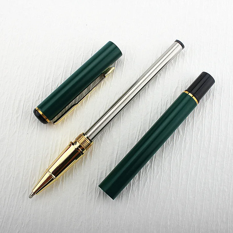 Metal Green Luxury Ink Ballpoint Pen, Black Ink Medium Point 0.5mm Smooth Writing Metal Ball Point Pen Signature Pen
