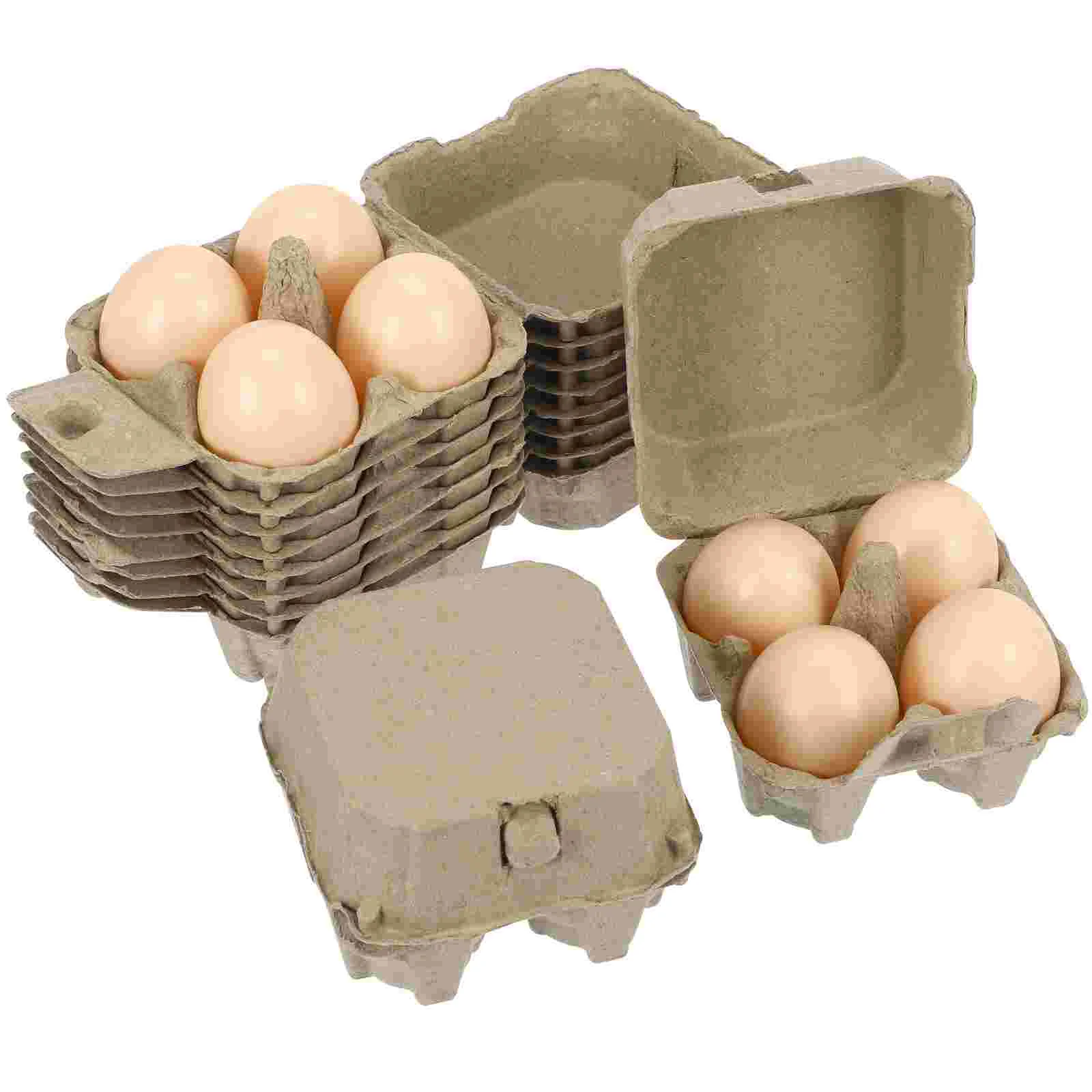 10 Pcs Kraft Paper Pulp Egg Tray Carton Bulk Holder Eggs Cardboard Cartons Chicken Storage Fridge