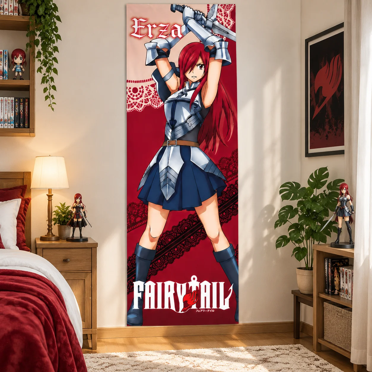 F-Fairy T-Tail Erza Scarlet Tapestry Anime Character Wall Hanging Poster Wall Art Home Bedroom Living Room Decor Fan Gift