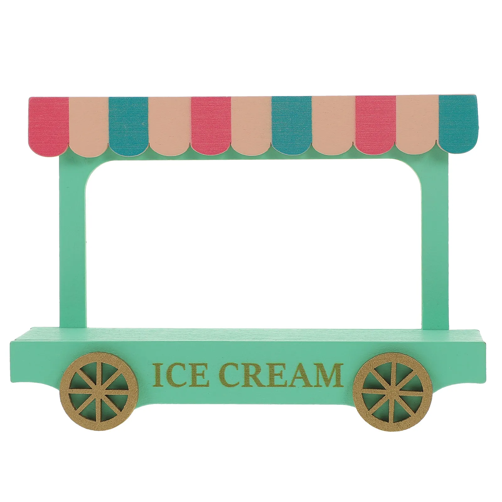 

Mini Wooden Ice Cream Truck Miniature Prop Exquisite Craftwork Rustic Tiny Adornment Perfect for Mini House Furniture Micro
