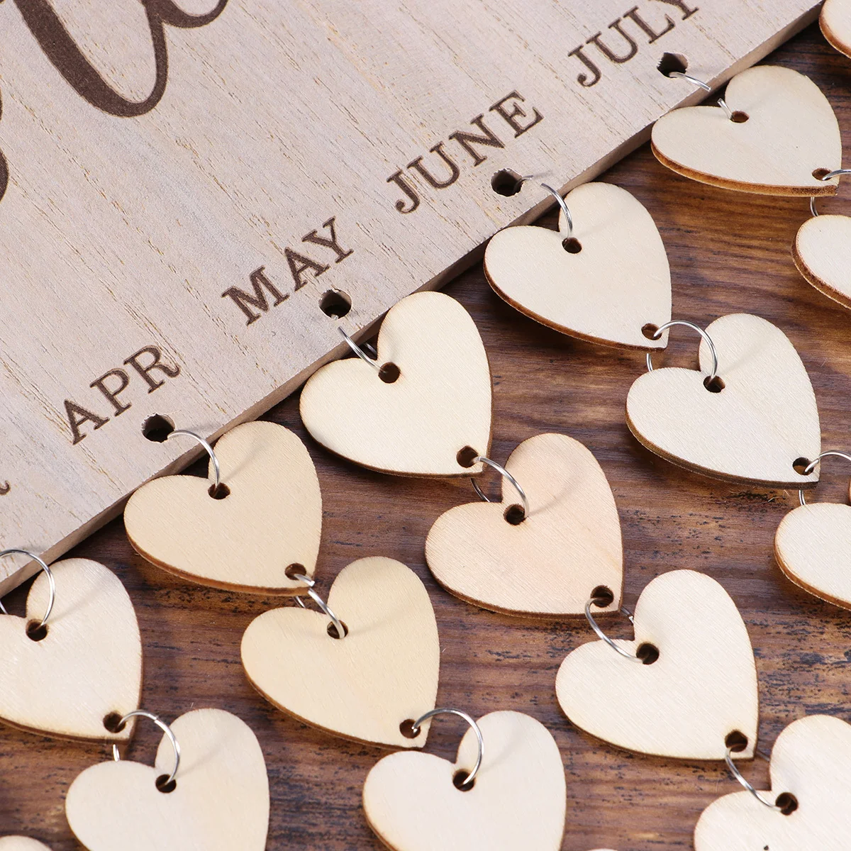 

Wooden Calendar Reminder Board Heart Shaped Special Hanging Decor for Birthday and Events Planning Organization Tool
