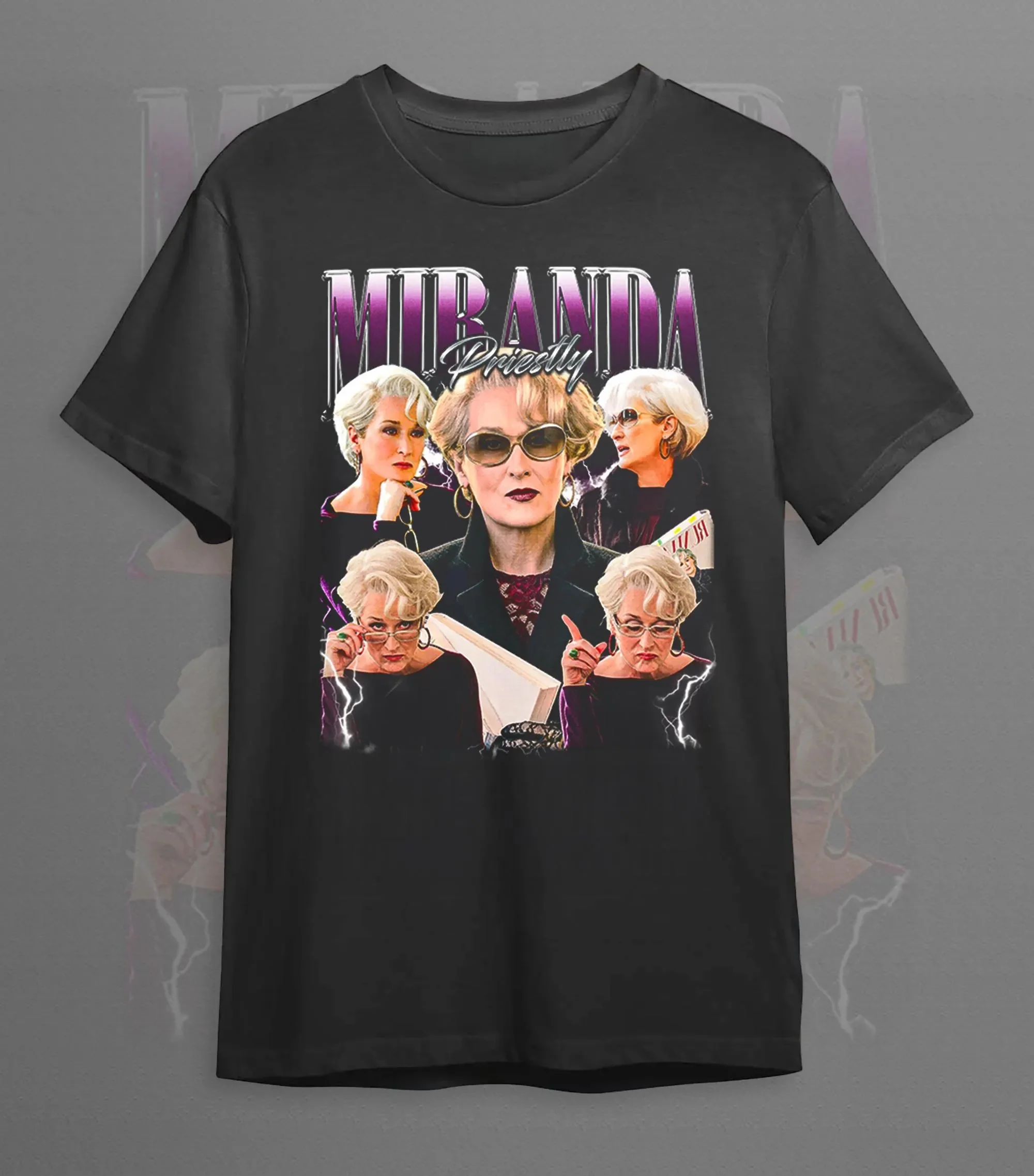 Camiseta estampada de la película "El diablo viste de Prada" de Miranda Priestly para hombres y mujeres, ropa de verano, tela de algodón, siglo XXI