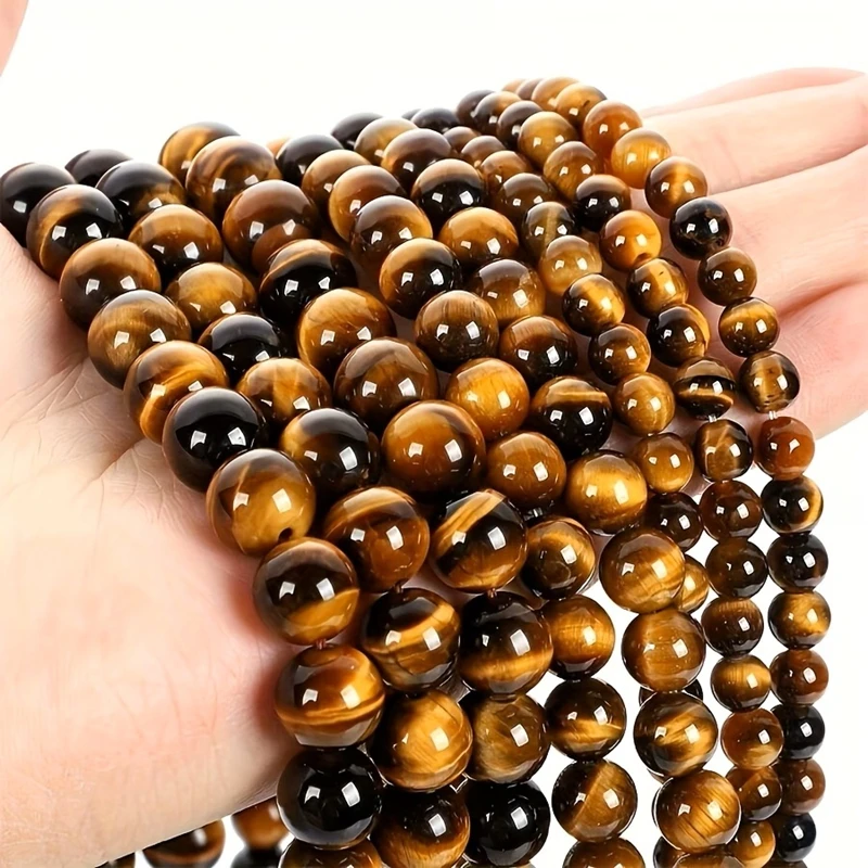 Großhandel Tigerauge-Perlen aus Naturstein, Runde Lose Perlen für Schmuckherstellung, DIY Charm-Armbänder, Halsketten, Geschenke – Detail 3