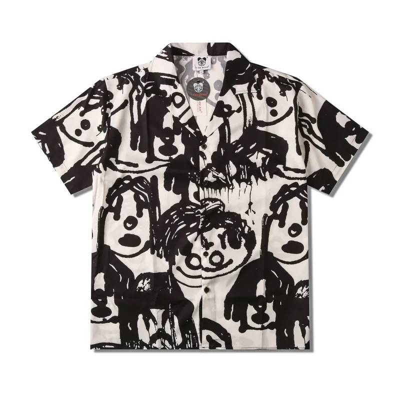 Camisa Harajuku de manga curta masculina, camisa engraçada estampada infantil, moda praia havaiana, nova, verão