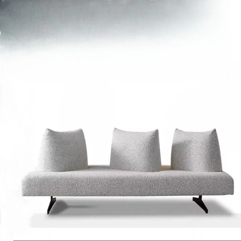 Modern wabi-sabi wind small apartment straight row double-sided backrest Prado sofa casual design croissant cream sofa