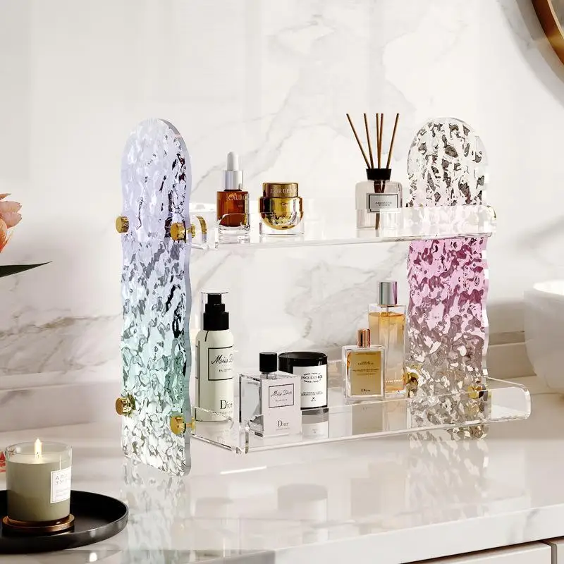 Acrylic Bathroom Organizer Rack Luxury Makeup Cream Skincare Perfume Storage Holder Home Tabletop Shampoo Shelf