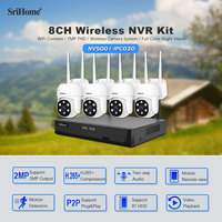 SriHome NVS001-IPC030 4CH 2MP Security Camera System AI Video Surveillance Kit Outdoor Home 1080P IP Camera CCTV Nvr 4 Cam Set