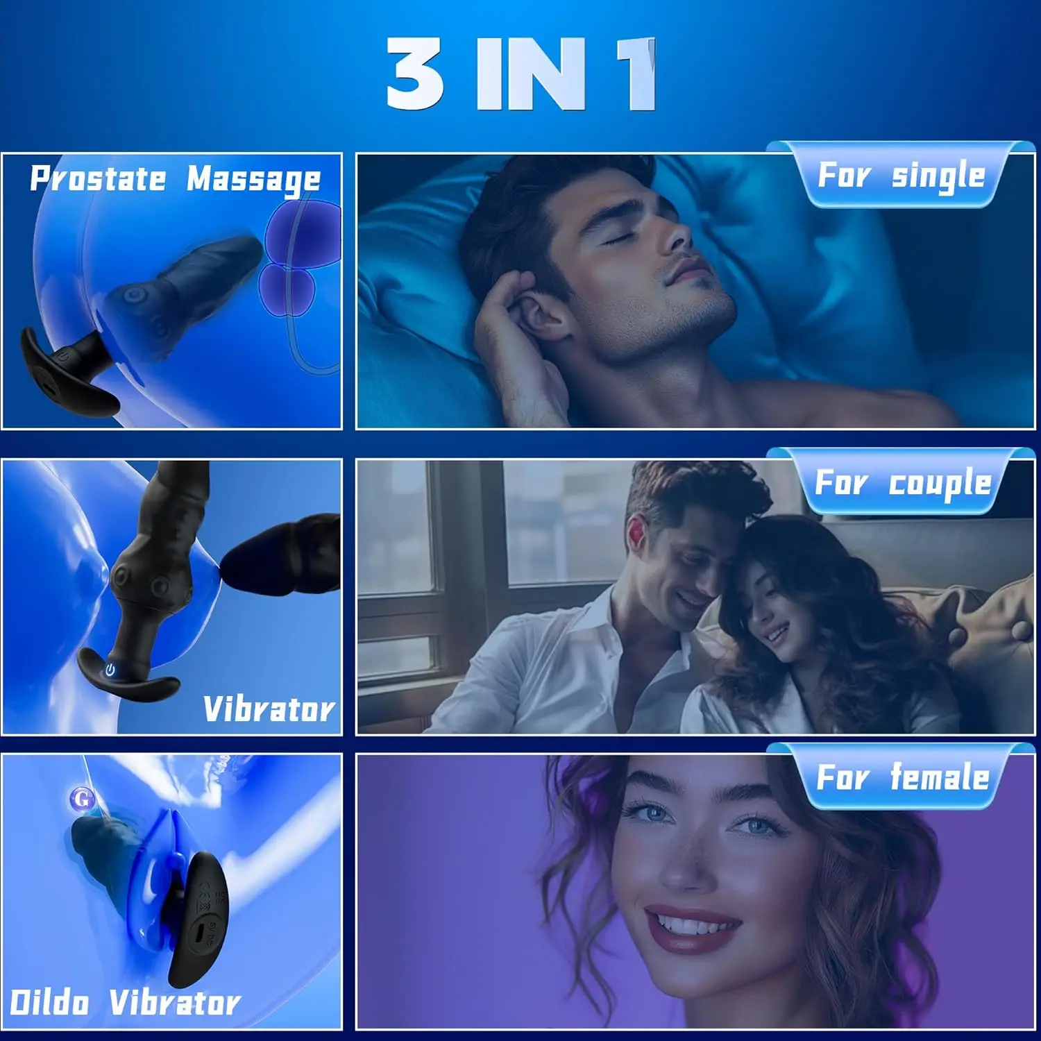 Wibrujący korek analny - 360 °   Zdalne sterowanie wibratorem do protezy, masażerem prostaty, zabawką erotyczną, z 9 trybami wibracji.