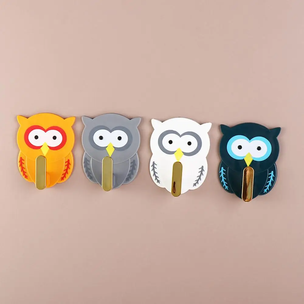 Portable Plastic Owl Hook Small Punch-free Key Bag Hanger Hanging Self Adhesive Wall Storage Sticky Hook Backpack
