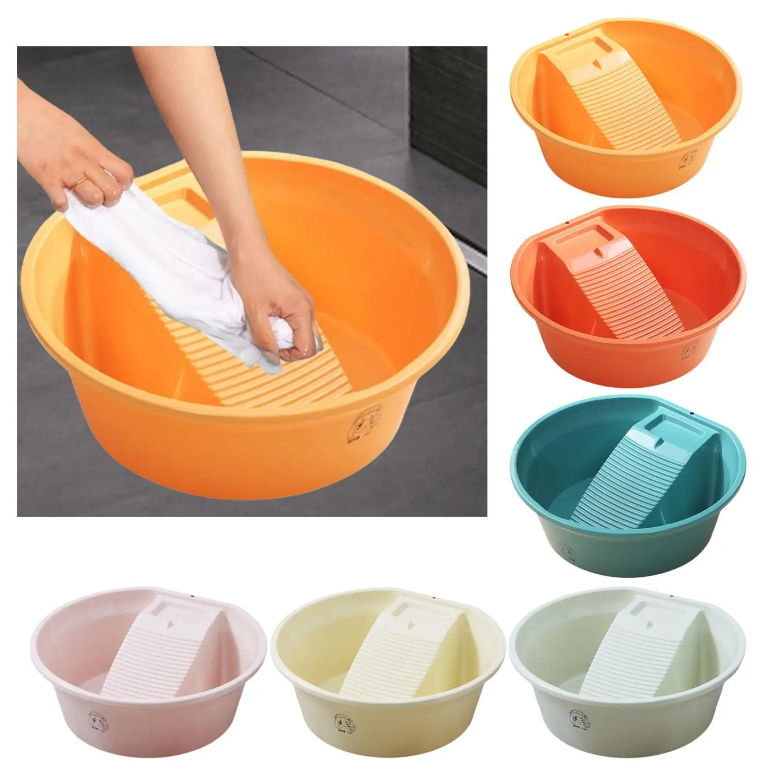 Household Washboard Basin Washing Clothes Laundry with Integrated Washboard Non Slip Laundry Basin for Socks T Shirts Clothes