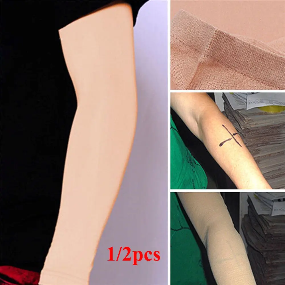 1/2 Pcs Skin Color Cycling Sports  Sun Protection Forearm Concealer  Tattoo Cover Up Long Sleeves Compression Sleeves