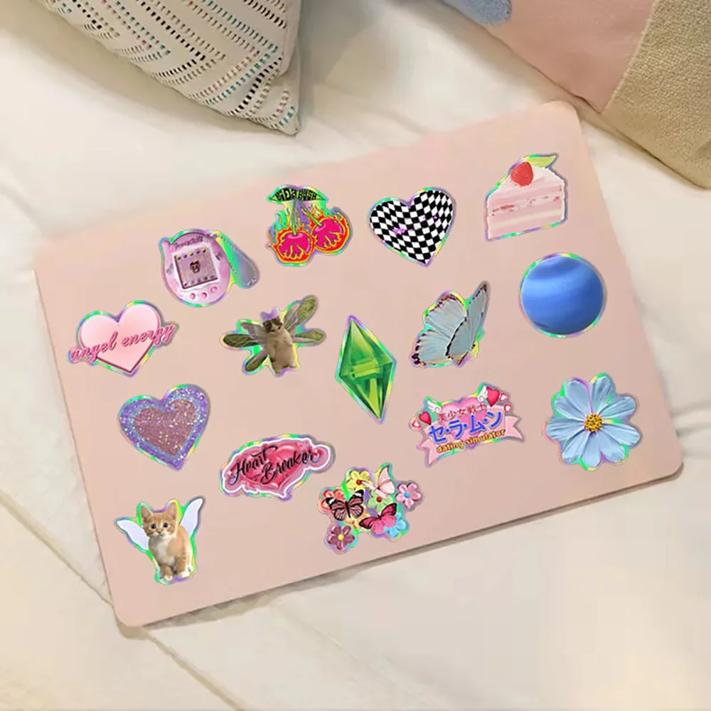 50PCS Laser Y2k Pink Girl Stickers Decals Decoration Suitcase Scrapbooking Phone Laptop Stationery Cute Kid Toy Sticker image 6