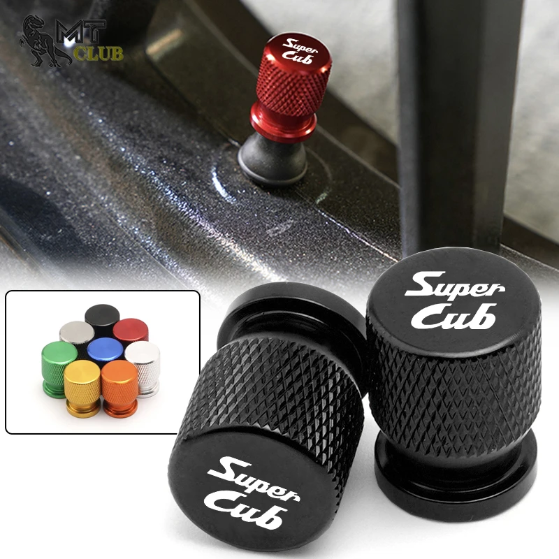 1 Pair Motorcycle Accessories Tire Valve Air Port Stem Cover Cap Plug CNC Aluminum Alloy For Honda Super CUB C70 90 110 C125