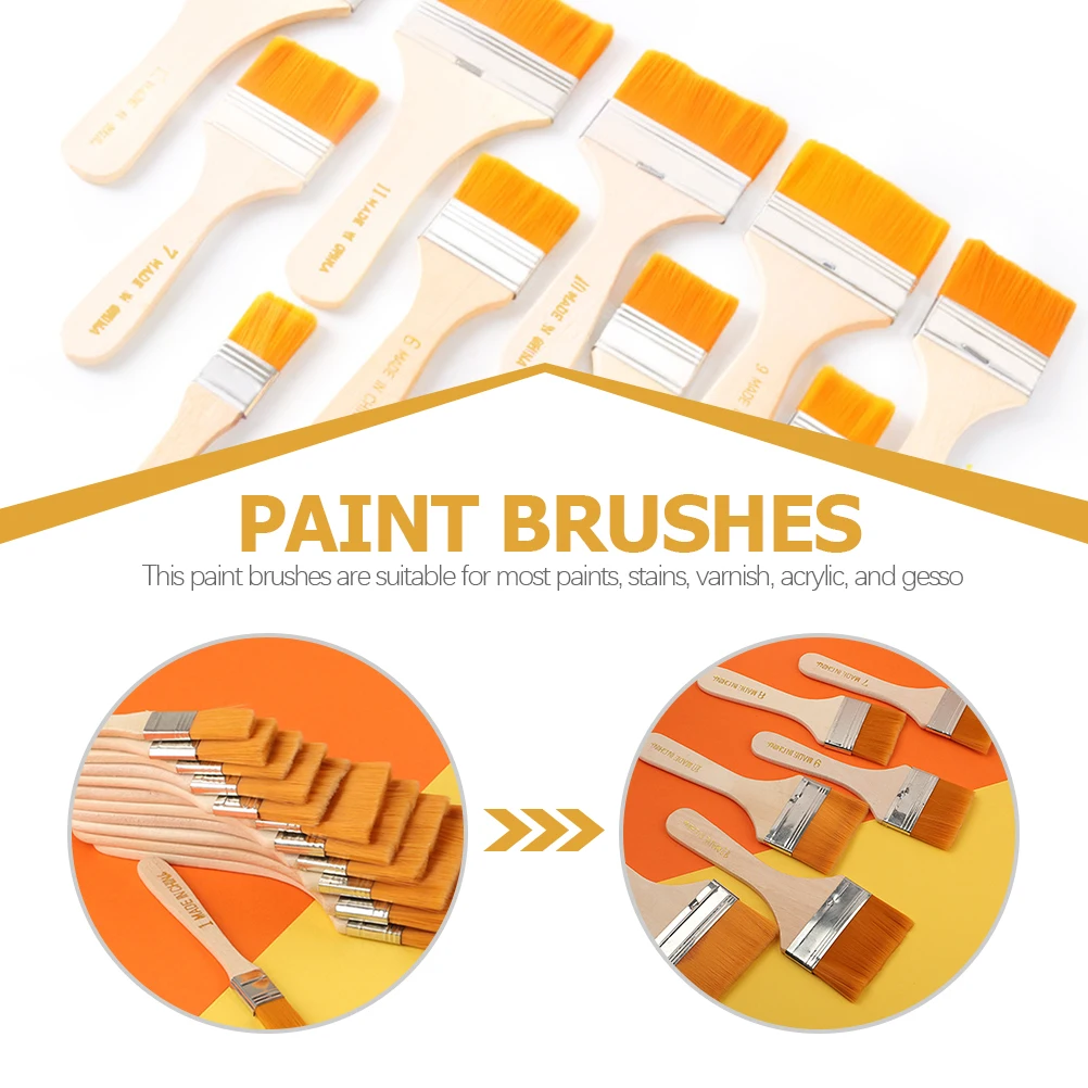 

12 Pcs Nylon Brush Oil Chip Brushes Suitcase Trim for Painting Orange Craft Child
