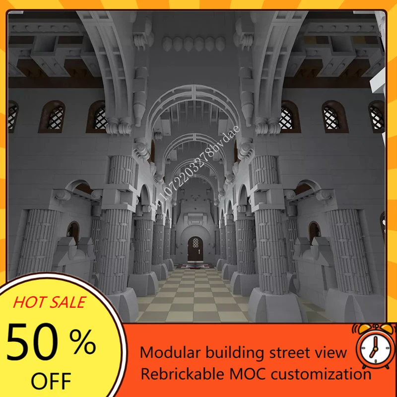 11000 + Uds. Catedral Medieval iglesia histórica Modular MOC vista de la calle creativa modelo bloques de construcción DIY modelo de ensamblaje juguete regalos