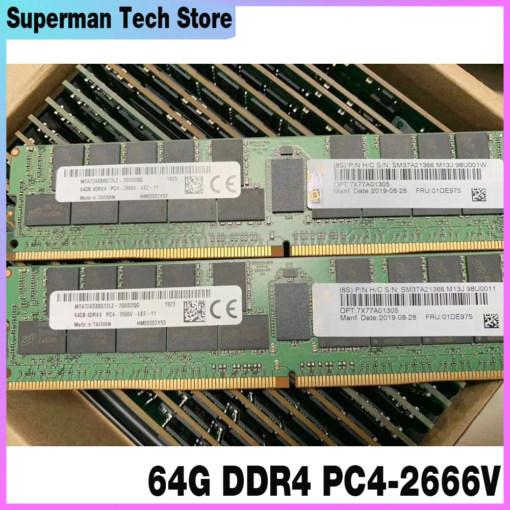 1 Pcs For Lenovo 01DE975 7X77A01305 64GB  Server Memory 64G 4DRX4 DDR4 PC4-2666V