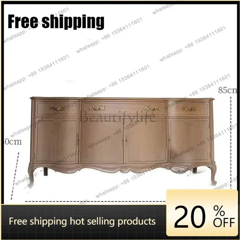jj5  Best Seller French Light Luxury Solid Wood Dining Side Cabinet American Country Storage Storage Wall Side Cabinet Living Ro