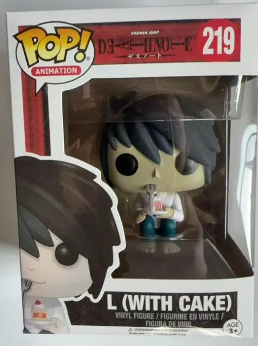 FUNKO POP Death Note L con Pastel 219 #    Luz 216 #   RYUK 217 #   Figura de acción coleccionable de vinilo, muñecos de película, juguetes de carnaval y Navidad