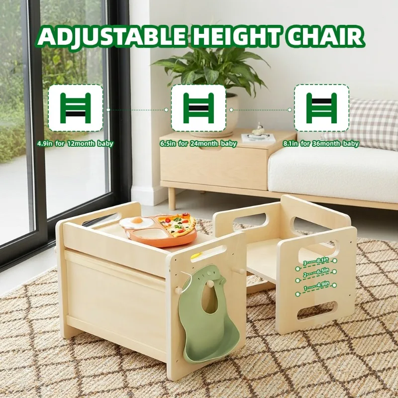 Multifunctional children's table and chair set 3 height adjustable children's chair storage children's table and chair with hook